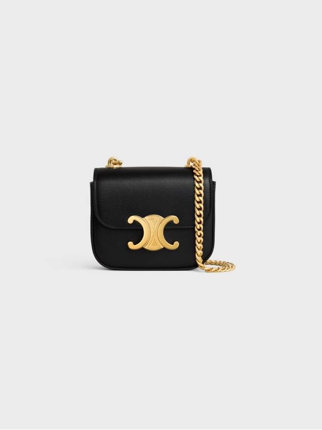 Triomphe Chain Shiny Calfskin Small Cross Bag Black - CELINE - BALAAN 2