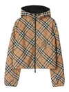 Crop Reversible Check Hooded Jacket Sand - BURBERRY - BALAAN 2