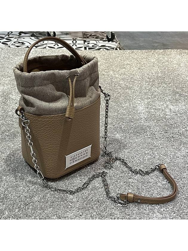 5AC Number Logo Texture Leather Bucket Bag Brown - MAISON MARGIELA - BALAAN 6