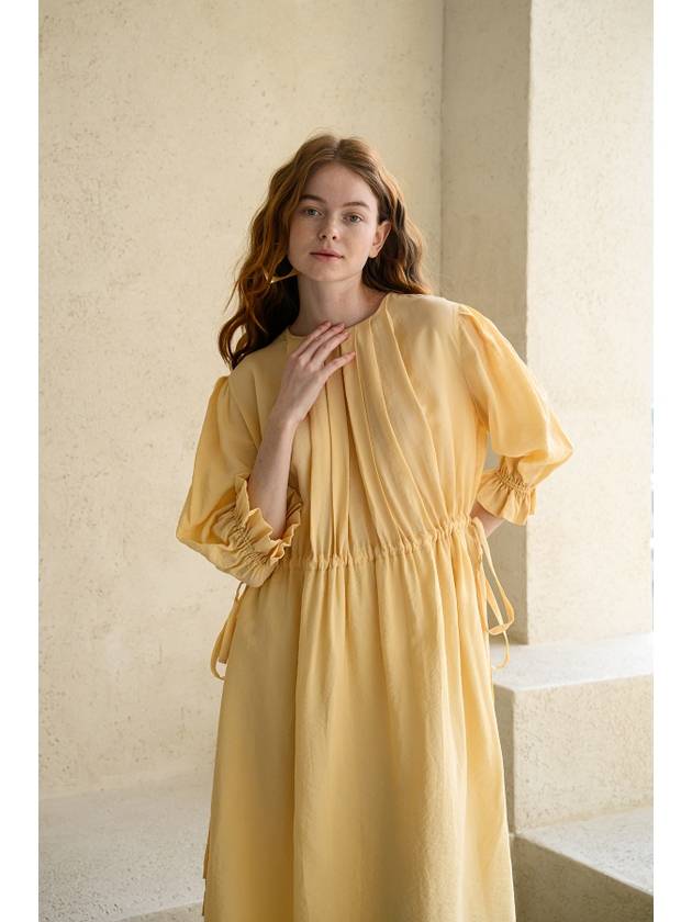 Caisienne pleated neckline strap long dress_yellow - CAHIERS - BALAAN 1