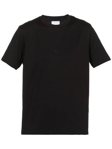 logo embroidered short sleeve t-shirt black - BURBERRY - BALAAN.