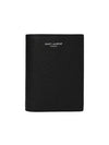 Logo Grain Leather Half Wallet Black - SAINT LAURENT - BALAAN 3