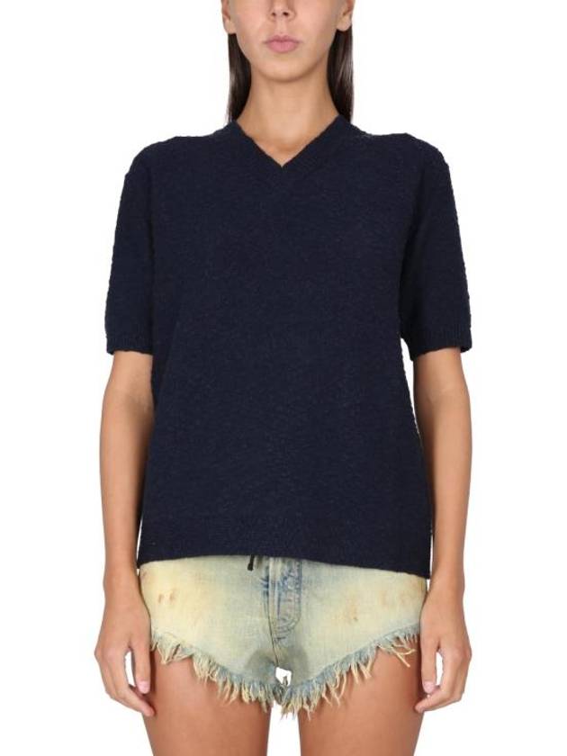 V-Neck Knit Top Navy - MAISON MARGIELA - BALAAN 2