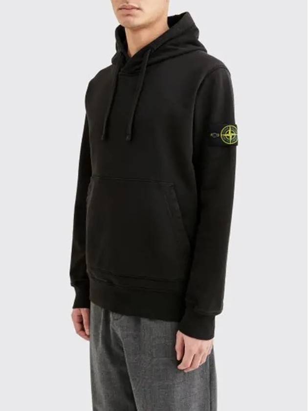 Men's Wappen Patch Cotton Hoodie Black - STONE ISLAND - BALAAN 3