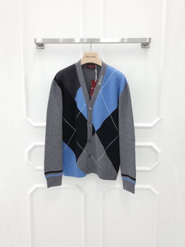 Wool Cashmere Argyle Knit Cardigan XXL 806194 - GUCCI - BALAAN 1