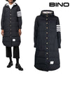 Downfilled Ripstop Classic 4 Striped Hoodie Down Long Padding Navy - THOM BROWNE - BALAAN 2