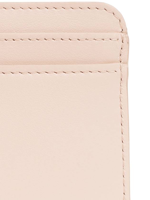 Sense Embroidered Logo Calfskin Card Wallet Light Beige - CHLOE - BALAAN 5