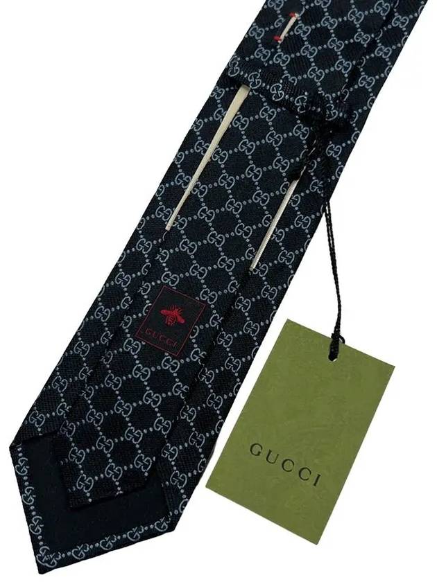 Monogram GG Logo Silk Tie Black - GUCCI - BALAAN 6