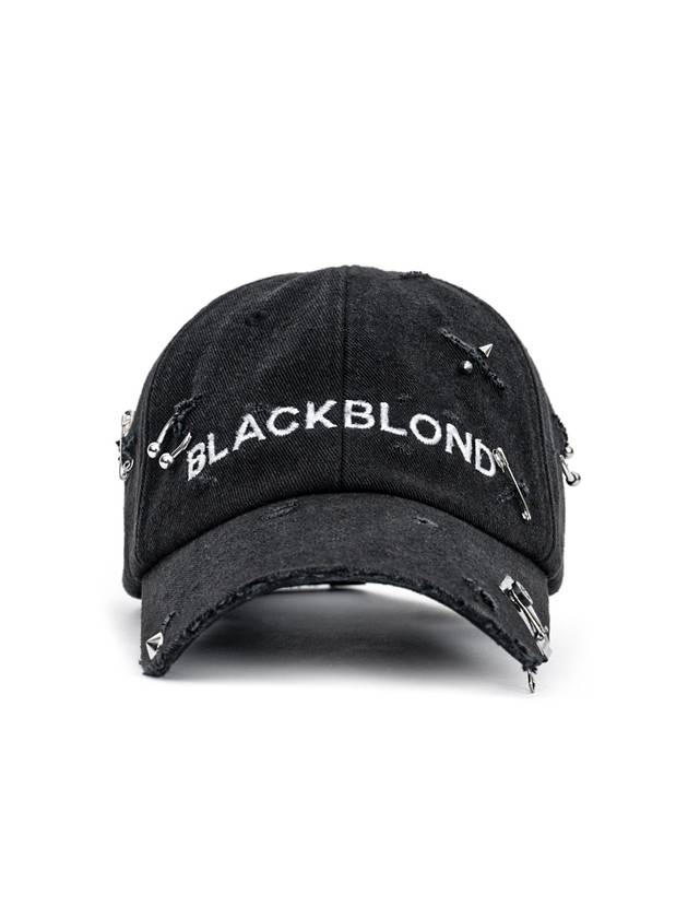 BBD Ripped Piercing Custom Denim Cap Black - BLACKBLOND - BALAAN 1