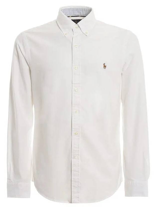 Men's Slim Fit Oxford Cotton Long Sleeve Shirt White - POLO RALPH LAUREN - BALAAN 2