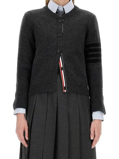 Striped Detail Wool Cardigan Dark Grey - THOM BROWNE - BALAAN 2