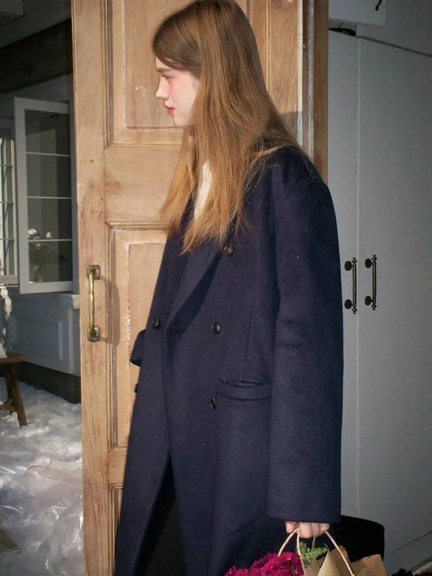 Lotus Classic Wool Double Coat Navy - LETTER FROM MOON - BALAAN 5