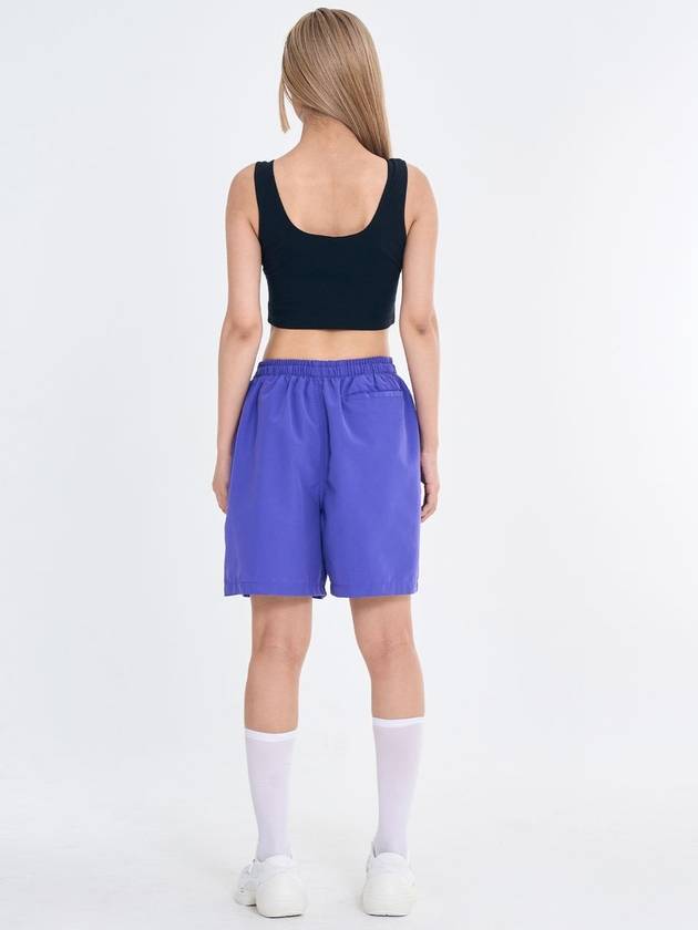 Salon de Key Unisex Concept Logo Embroidered Nylon Peach Shorts Orient Blue Purple SDKIIISD240514SH001 - SALONDEKII SDLABEL - BALAAN 4