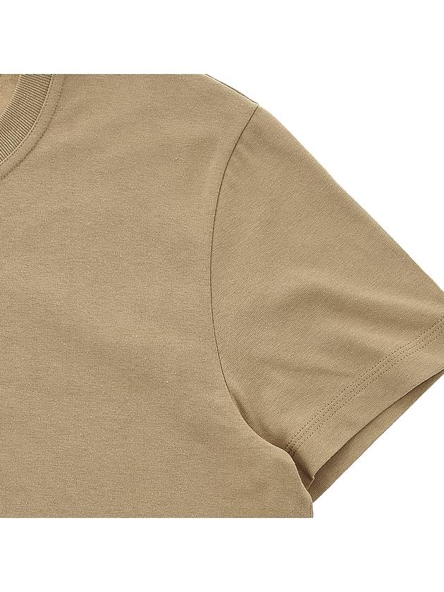 Women's Round Neck Plain Short Sleeve T-Shirt Beige - BOTTEGA VENETA - BALAAN 5