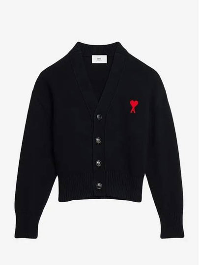 Small heart logo embroidered cardigan black UKC008016009 - AMI - BALAAN 2