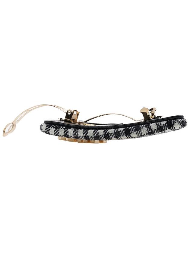 Women's Gingham Check Wool Hair Clip Black White - MIU MIU - BALAAN 8