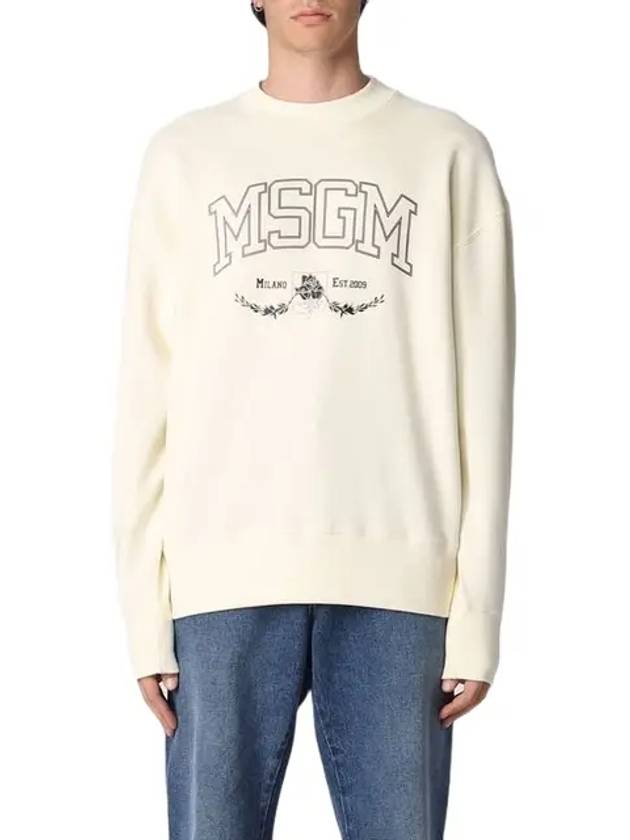 College Logo Crew Neck Cotton Sweatshirt Ivory - MSGM - BALAAN 3