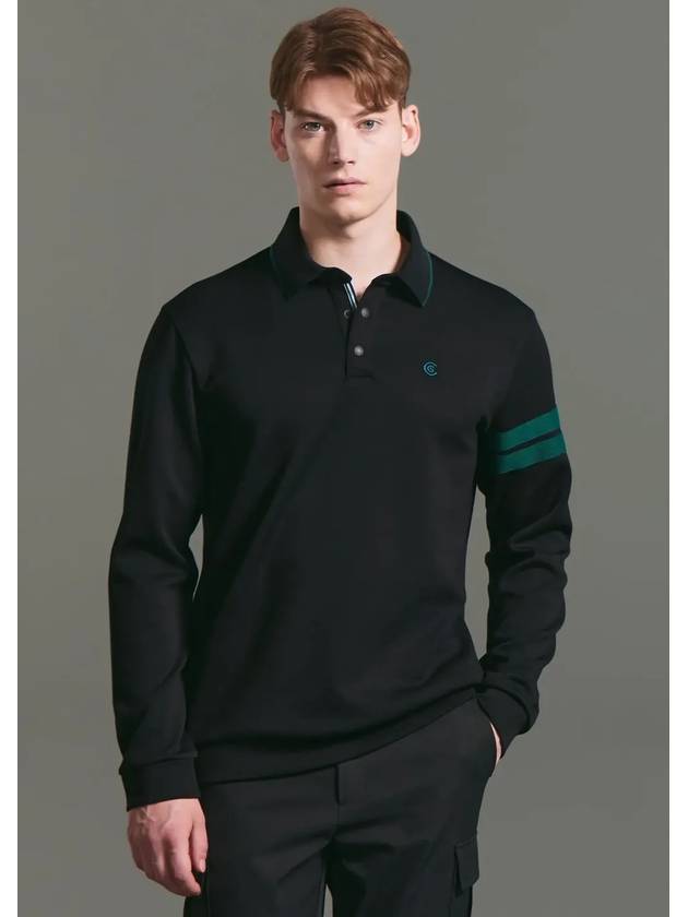 Online Exclusive Men s Cushion Color Line Long Sleeve Collar T Shirt Black - CLEVELAND GOLF - BALAAN 2