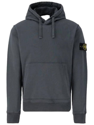 Cotton Fleece Garment Dyed Hoodie Lead Grey - STONE ISLAND - BALAAN 1