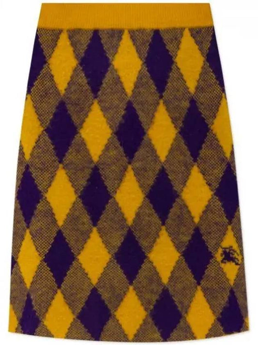 Argyle Check Pattern Knit A-Line Skirt Yellow - BURBERRY - BALAAN 2