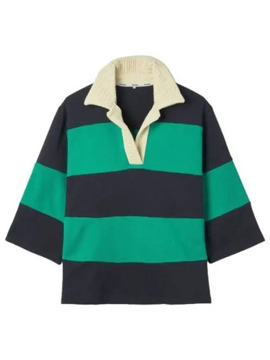 Big collar striped t shirt fun green dark blue - SUNNEI - BALAAN 1