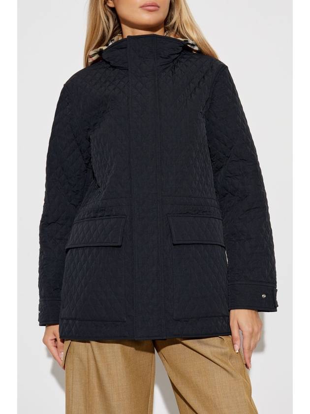 Check Hooded Quilted Jacket Black - BURBERRY - BALAAN 4