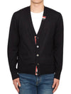 Men's Jersey Stitch V-Neck Cardigan Navy - THOM BROWNE - BALAAN 4