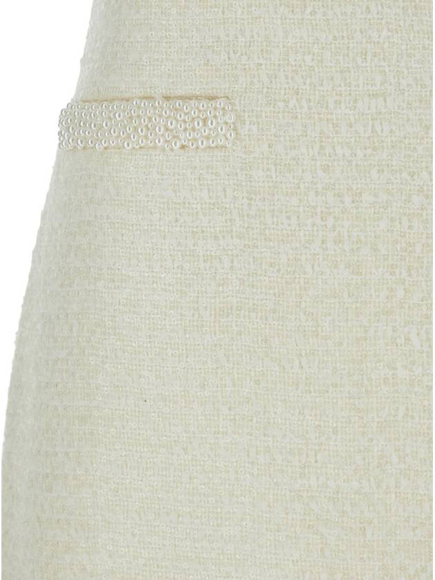 Beige Miniskirt With Faux-Pearls Embellishments In Tech Fabric Woman - SELF PORTRAIT - BALAAN 3