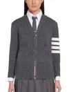 Cotton 4-Bar Milano Classic V-Neck Cardigan Medium Grey - THOM BROWNE - BALAAN 3