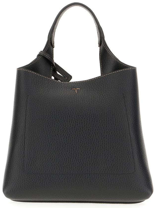 Logo Mini Leather Tote Bag Black - TOD'S - BALAAN 3