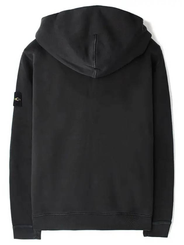 Logo Patch Zip-Up Hoodie Black - STONE ISLAND - BALAAN 3