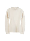 Crew Neck Ribbed Long Sleeve Wool Knit Top Ivory - JIL SANDER - BALAAN 1