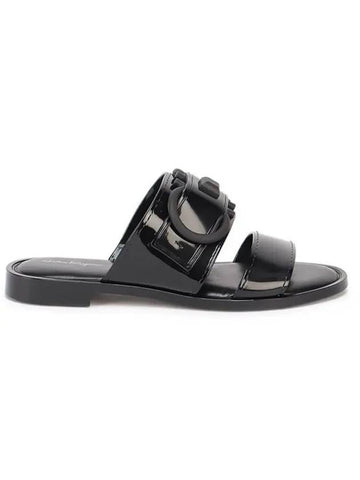 Salvatore Women's Gancini Sandals Black - SALVATORE FERRAGAMO - BALAAN.