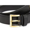 Women's Gold Triangle Logo Leather Belt Black - PRADA - BALAAN 6