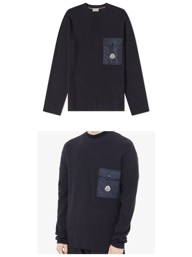 Logo Patch Pocket Knit Top Navy - MONCLER - BALAAN 6