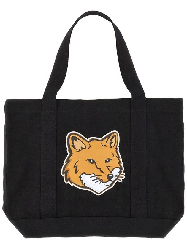 Fox Head Print Tote Bag Black - MAISON KITSUNE - BALAAN 3