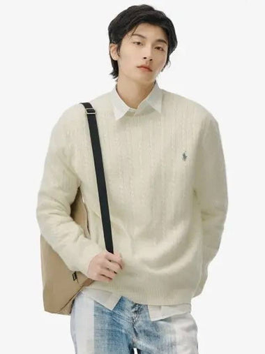 Cable knit wool cotton sweater ivory - POLO RALPH LAUREN - BALAAN 1