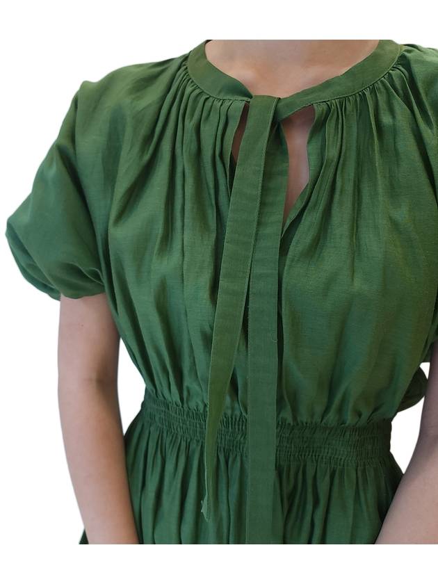 Women's green puff sleeve long dress green 92210722 00 - S MAX MARA - BALAAN 6