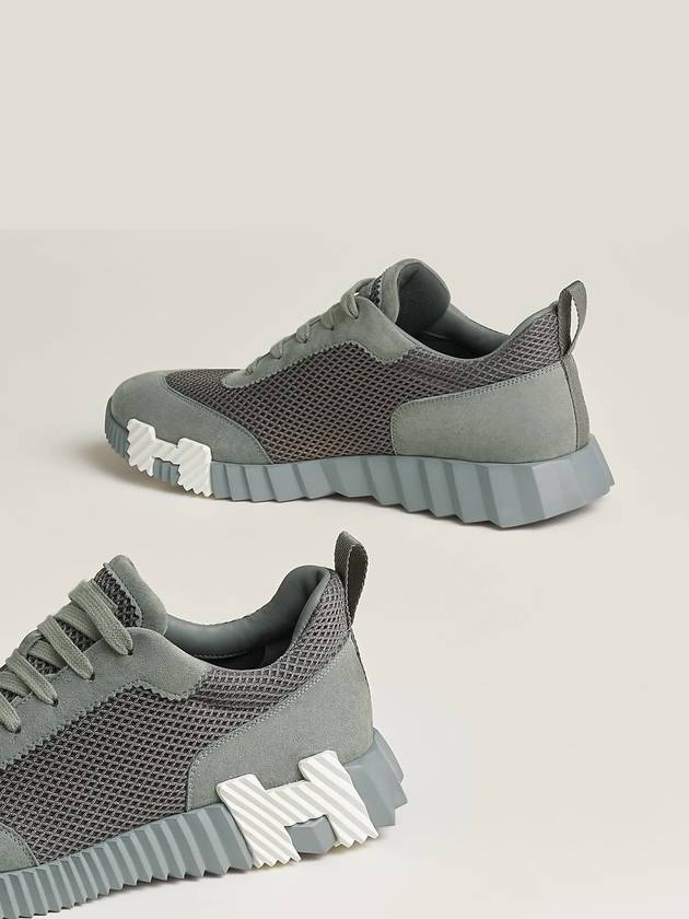 Bouncing Graphic Mesh Suede Low Top Sneakers Gris Brume - HERMES - BALAAN 6