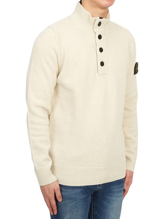 Wappen Patch Button Knit Top Ivory - STONE ISLAND - BALAAN 4