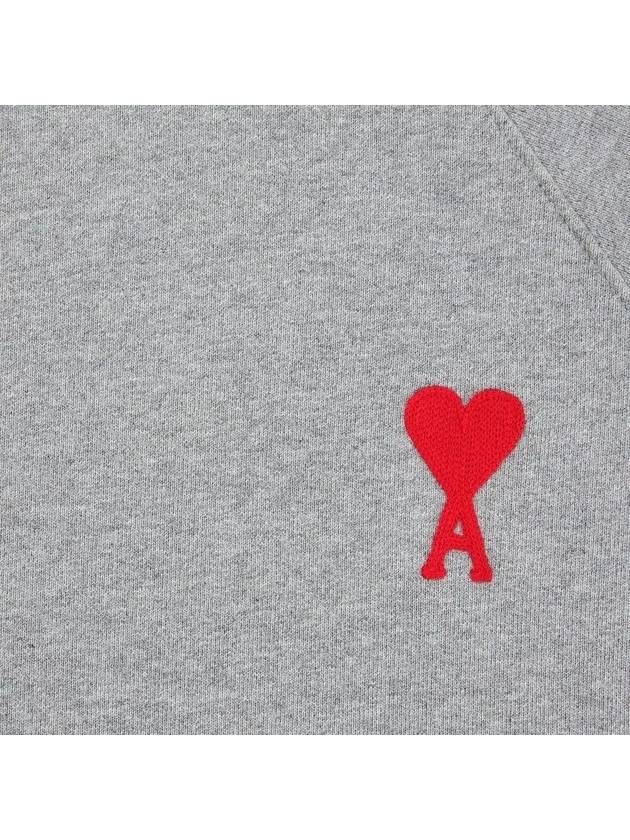 Cotton Heart Logo Sweatshirt Heather Grey - AMI - BALAAN 5