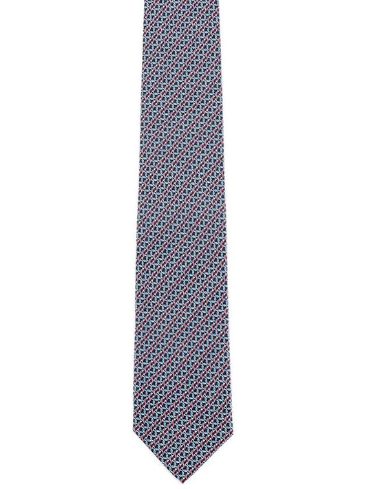 Men's Gancini Logo Silk Tie Navy - SALVATORE FERRAGAMO - BALAAN 2