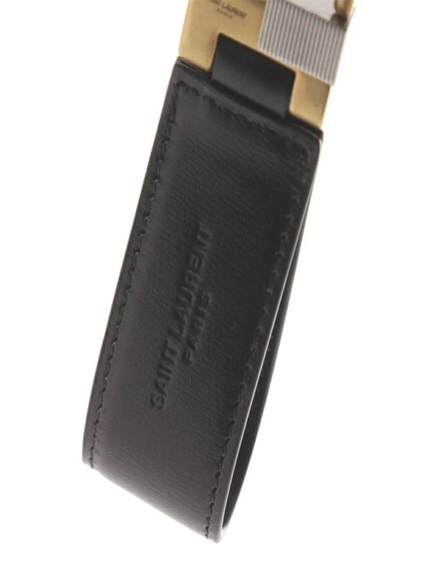 Tiny Cassandre Keyholder in Smooth Leather Black - SAINT LAURENT - BALAAN 7