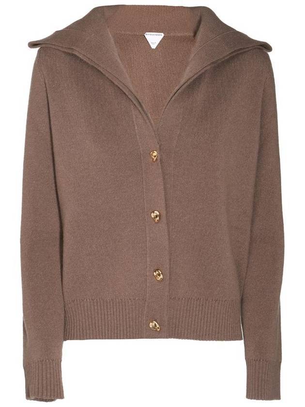 Compact Knot Button Wool Cardigan Chestnut Melange - BOTTEGA VENETA - BALAAN 2