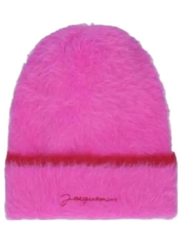 Jacquemus Le Bonnet Neuve Fluffy Beanie Pink Hat - JACQUEMUS - BALAAN 1