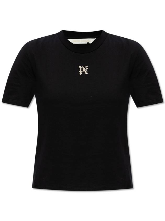 PA Monogram Cotton T-Shirt PWAA044S24JER0021003 - PALM ANGELS - BALAAN 2