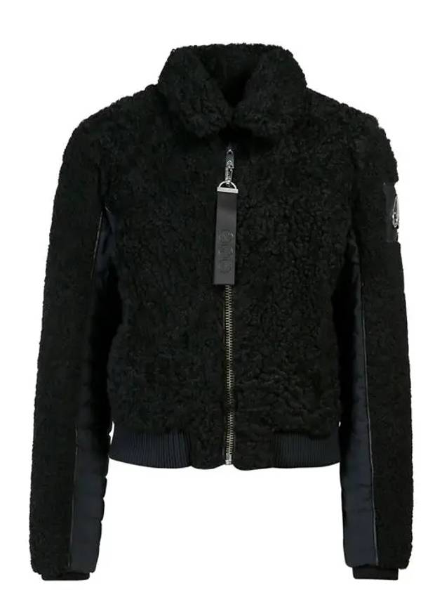 Fleece Zip-up Jacket Black - MOOSE KNUCKLES - BALAAN.