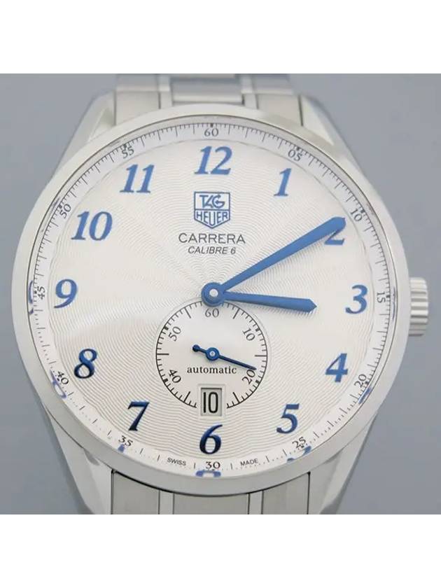 WAS2111 CARRERA Heritage Caliber 6 Automatic Date See through Back White Dial Blue Hands Steel Men s Watch - TAG HEUER - BALAAN 1