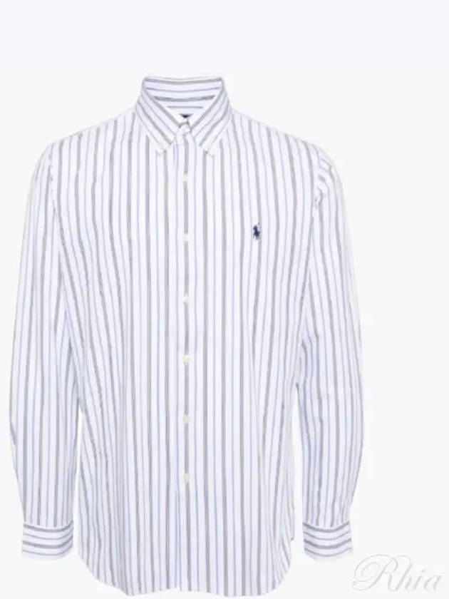 Embroidered Pony Logo Striped Long Sleeve Shirt Blue White - POLO RALPH LAUREN - BALAAN 2