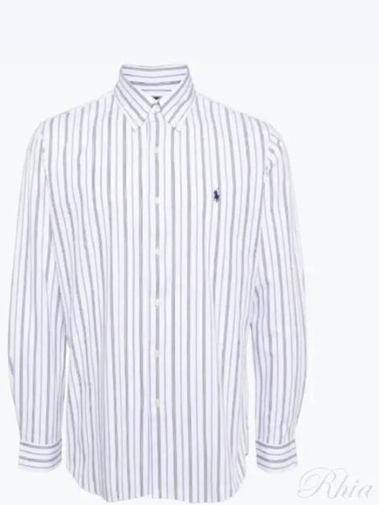 Embroidered Pony Logo Striped Long Sleeve Shirt Blue White - POLO RALPH LAUREN - BALAAN 2